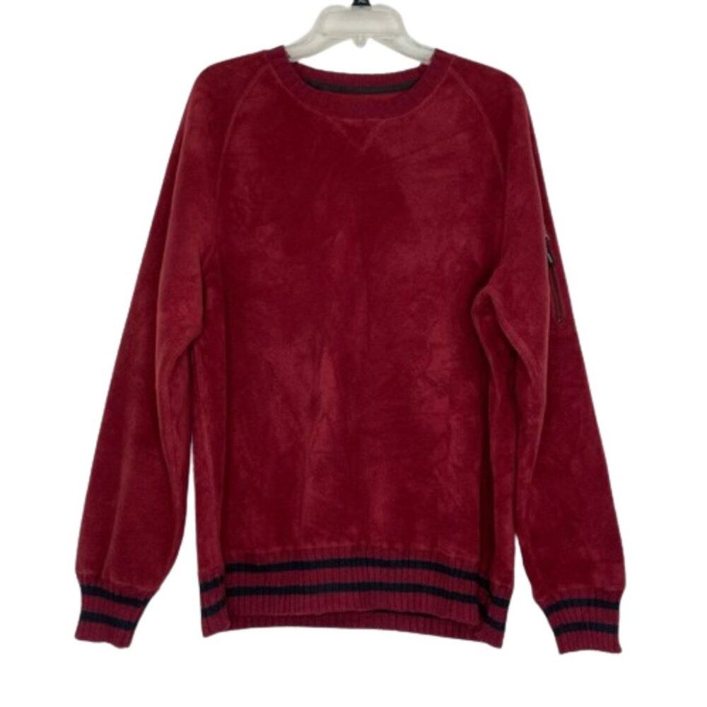 Eddie Bauer Sport Shop fleece pullover sweater crew neck maroon size Large